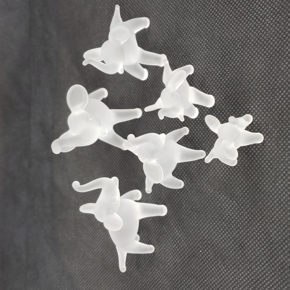 Lot of 6 Frosted Glass Mini Elephant Figurines